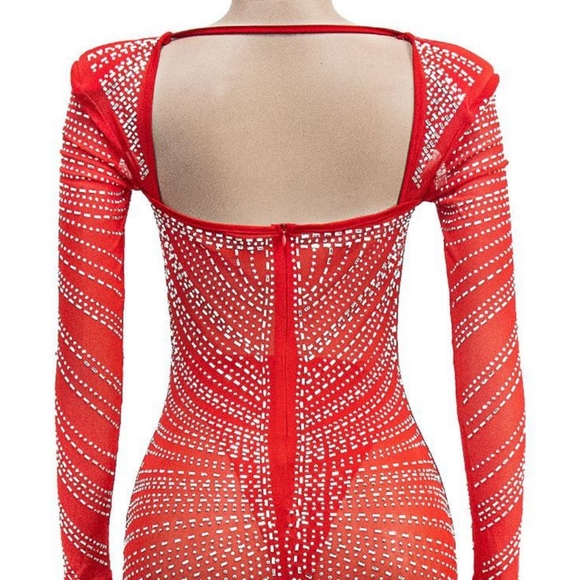 Rhinestones maxi Dress new size L Strech Material with panty liner. - Picture 6 of 7